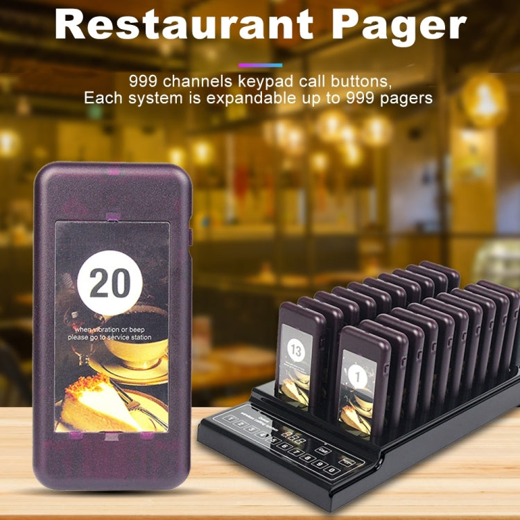 QC100 999 Channel Restaurant Wireless Paging Queuing Calling System with 20 Call Coaster Pagers, EU Plug QC100 999 Channel Restaurant Wireless Paging Queuing Calling System with 20 Call Coaster Pagers, EU Plug